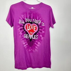 The Beatles Tie Dye T Shirt Juniors XL Pink All You Need Is Love Band Tee